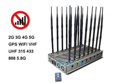 100w Krachtige 5G Signal Jammer Blocker WiFi 2.4G 5.2G 5.8G 2G 3G 4G Bereik 80m