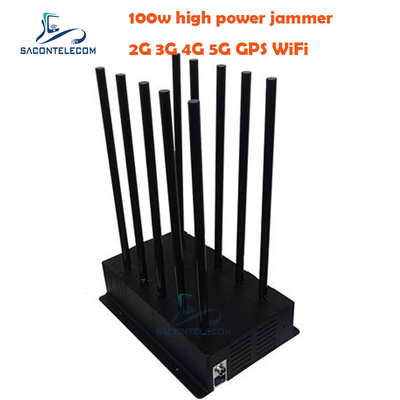 Locator 100w 5G Signal Jammer Blocker 40m Radius Indoor VHF UHF