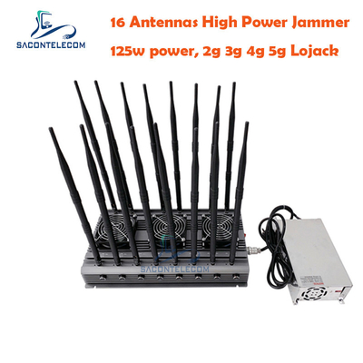 5.8G UMTS Desktop WiFi Signal Jammer 16 Antennen 125w 40m VHF UHF