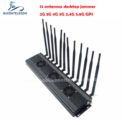 AC110V 48w Desktop Signal Jammer 2G 3G 4G 5G 2.4G 5.8G VHF UHF 12 banden