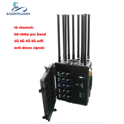Van de het Signaalstoorzender van RCIED 5G Blocker 10 het Geval 500w Manpack van de Kanalenpelikaan