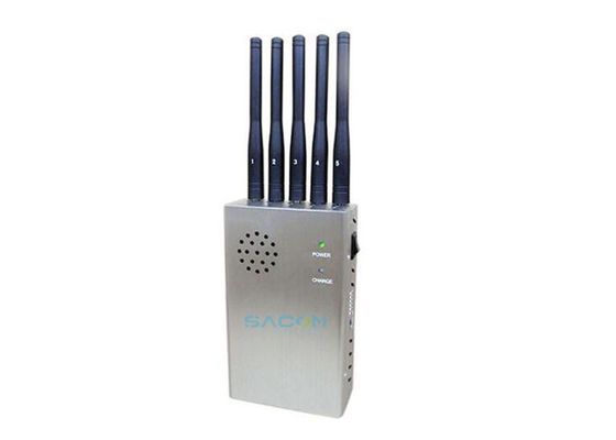 Draagbare 5 band Wifi Signal Jammer met 2,5W uitgangsvermogen en 20m Jamming Range voor theaters en galeries