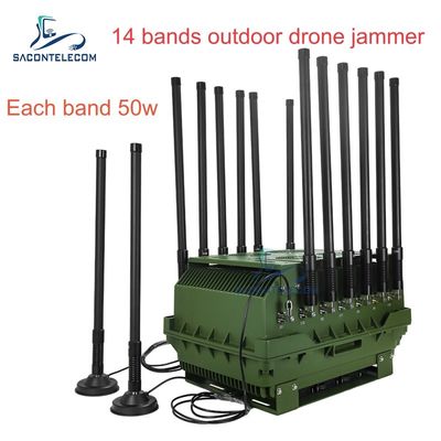 14 kanalen 700W High Power Anti Drone Jammer met 2KM Jamming Range voor buitenbeveiliging