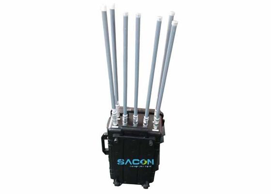 350W 7-kanaals Manpack Jammer met Glasvezelantennes voor 3G 4G GPS Signaalblokkering
