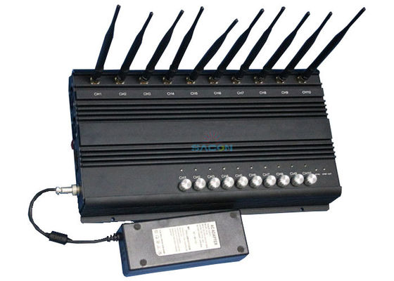 20W Krachtige Signaalstoorzender met 10 Antennes voor 50m Stoorsbereik Blokkeert 2G 3G 4G GPS WiFi Signalen
