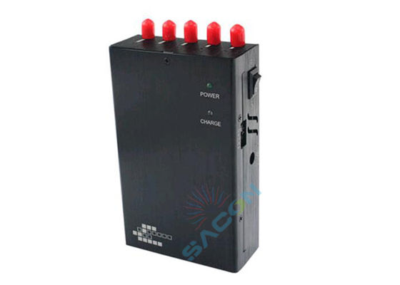 Draagbare mobiele jammer met 5 kanalen 2G 3G WiFi GPS-blokkering en 2,5W uitgangsvermogen Ingebouwde batterij