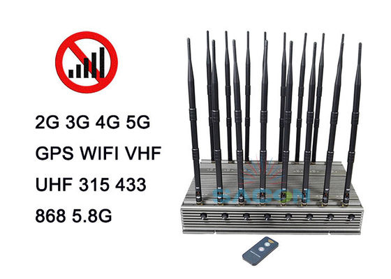 16 antennes 5G Signal Jammer Blocker met 100W uitgangsvermogen en 80m Jammer Radius