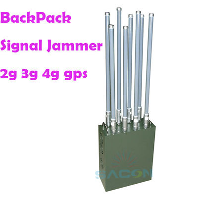 120W uitgangsvermogen Backpack Signal Jammer met 8 antennes en 100m bereik voor 2G 3G 4G 5G VHF UHF WiFi GPS blokkering