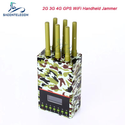 3w 6 kanalen 20m Militair signaal jammer 2G 3G 4G GPS WiFi 4000mAH