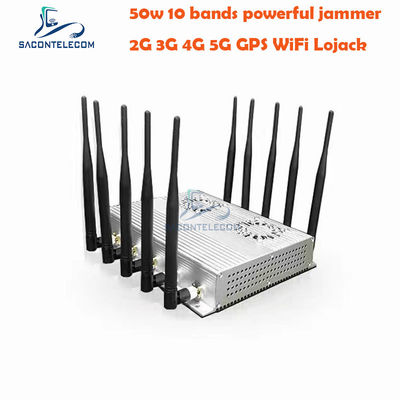 50W Krachtige Desktop Signaalstoorzender met 10 Antennes en 2 Koelventilatoren voor GSM DCS 3G 4G 5G