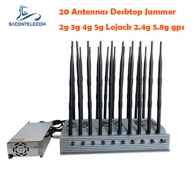 20 banden 60m Radius 155W High Power Mobile Phone Signal Jammer voor GSM CDMA DCS PCS 3G 4G 5G