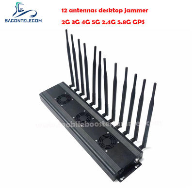 AC110V 48W Desktop Signal Jammer met 12 banden voor 2G 3G 4G 5G WiFi Bluetooth Blocking tot 50m