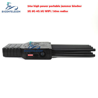 28W Krachtige 8 Kanaals Draagbare Signaal Stoorder met 50m Radius voor Mobiele Telefoon en WiFi Blokkeren