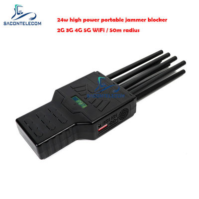 Draagbare 50m lange afstand 8 antennes Signal Jammer en mobiele telefoon blokker voor 2G 3G 4G 5G GPS