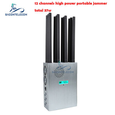 High Power 37W draagbare signaaljammer met 12 antennes voor 2G 3G 4G 5G blokkering