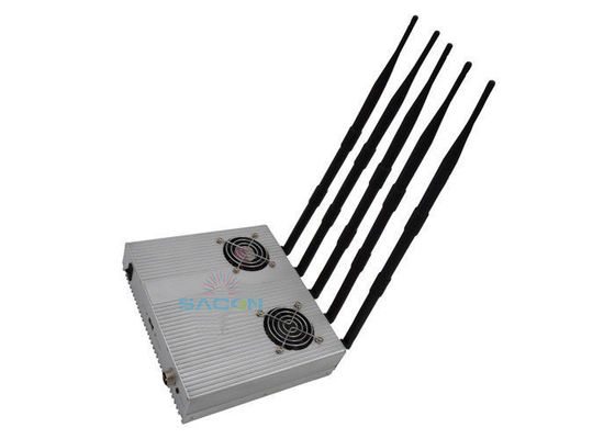 5 antennes 12 watt gps-jammer voor mobiele telefoons met verstelbaar uitgangsvermogen voor beveiligde gebieden