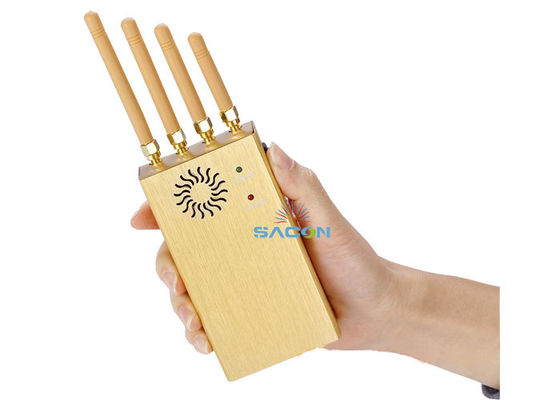 20m bereik 4 antennes 2W uitgangsvermogen draagbare GPS jammer en signaal jammer met leren hoes