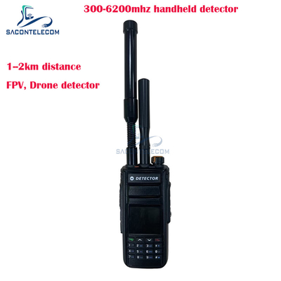 2km Fpv Handheld Drone Detector 300-6200mhz 2 Antennen Draagbare Anti Drone Signal Detector