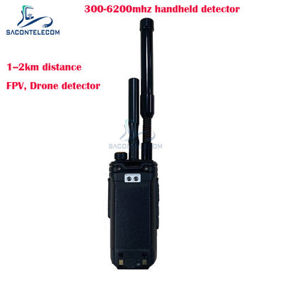 2km Fpv Handheld Drone Detector 300-6200mhz 2 Antennen Draagbare Anti Drone Signal Detector