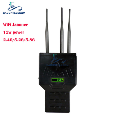 12W Handheld WiFi Bluetooth 2.4G 5.2G 5.8G Mobiele telefoon Signal Jammer met 50 meter bereik