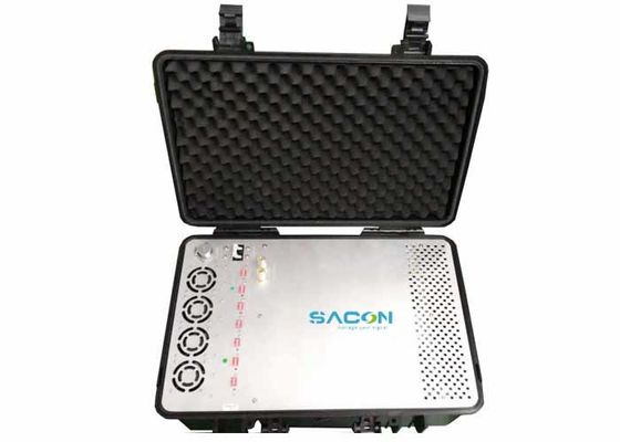 350W 7-kanaals Manpack Jammer met Glasvezelantennes voor 3G 4G GPS Signaalblokkering