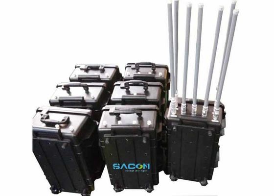 350W 7-kanaals Manpack Jammer met Glasvezelantennes voor 3G 4G GPS Signaalblokkering