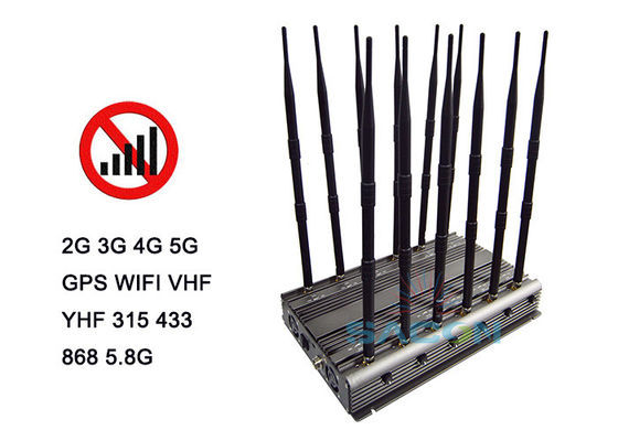 80W 5G Signaal Stoorzender met 12 Antennes en Infrarood Afstandsbediening voor Mobiele Telefoon Blokkeren