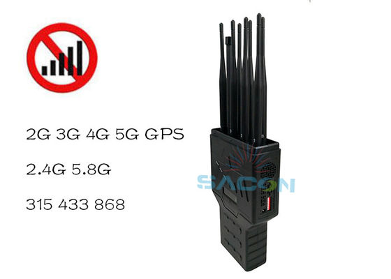 16W High Power 8 Antennen Handheld Signal Jammer met ingebouwde batterij voor GPS WiFi 2G 3G 4G Blocking