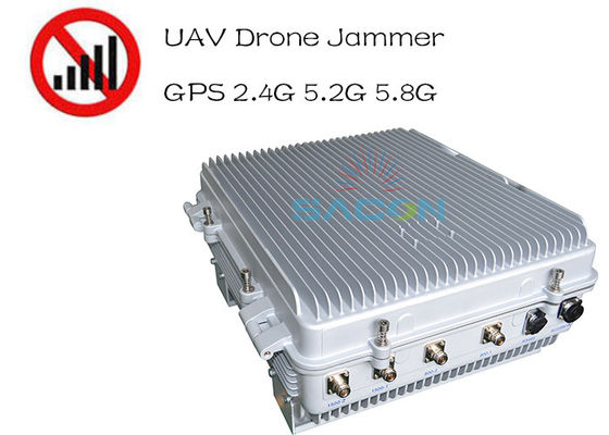 Waterdicht IP64 Hoog vermogen 385w Drone Signal Jammer 1,5 km lange afstand GPS 2.4G 5.8G