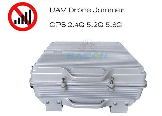 Waterdicht IP64 Hoog vermogen 385w Drone Signal Jammer 1,5 km lange afstand GPS 2.4G 5.8G