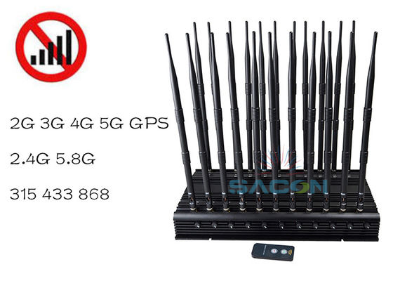 42W Instelbare Banden Signaalstoorzender met 40m Bereik voor VHF UHF 5G Signalen