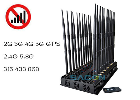 42W Instelbare Banden Signaalstoorzender met 40m Bereik voor VHF UHF 5G Signalen