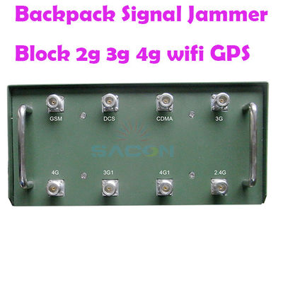 120W uitgangsvermogen Backpack Signal Jammer met 8 antennes en 100m bereik voor 2G 3G 4G 5G VHF UHF WiFi GPS blokkering