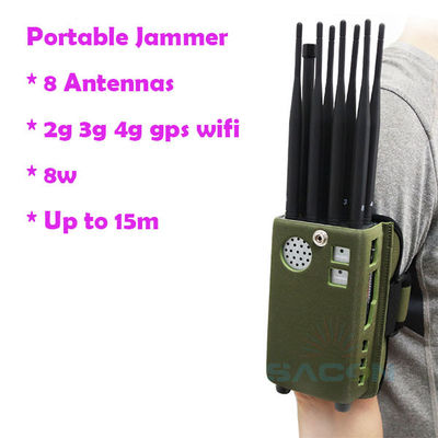 8000mAH batterij 8 antennes Handheld GPS Signal Jammer voor 2G 3G 4G Signal Blocking
