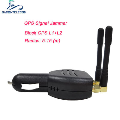 ISO9001 Mini GPS Jammer Blocker met 15m Afstand Omni Antenne Lichtgewicht voor Auto Sigarettenaansteker 12V-24 DC