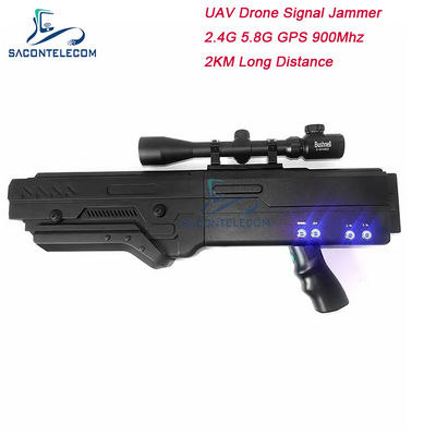 4 Bands Gun Drone Jammer met 5000mAh Batterij en 2KM Bereik voor UAV Signaalblokkering