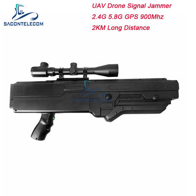 4 Bands Gun Drone Jammer met 5000mAh Batterij en 2KM Bereik voor UAV Signaalblokkering
