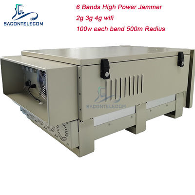 600W 6 banden Buiten Gevangenis Signal Jammer met 50-600m Jammering Radius voor 2G 3G 4G 5G WiFi GPS