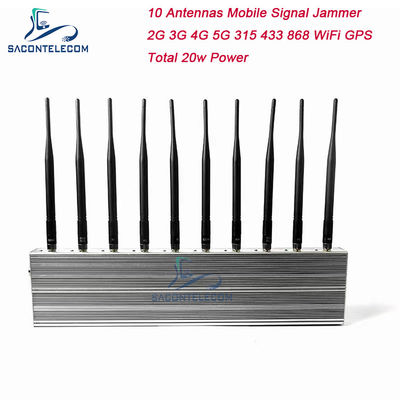 10 Kanalen 24 Uur Werkend 3 Koelventilatoren Draadloze Signaal Stoorsender Blocker voor 5G GPS WiFi VHF UHF