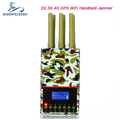 6 Antennes 20m Bereik Draagbare Mobiele Telefoon Jammer met 4000mAh Batterij voor GPS Lojack WiFi Signaal Blokkeren