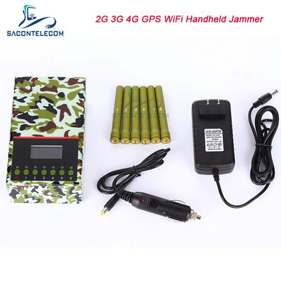 3w 6 kanalen 20m Militair signaal jammer 2G 3G 4G GPS WiFi 4000mAH