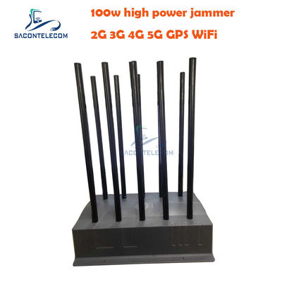 100W Krachtige Signaalstoorzender met 10 Kanalen voor VHF UHF GPS Stoorzender