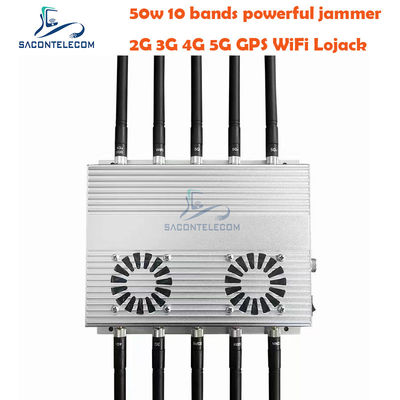 50W Krachtige Desktop Signaalstoorzender met 10 Antennes en 2 Koelventilatoren voor GSM DCS 3G 4G 5G