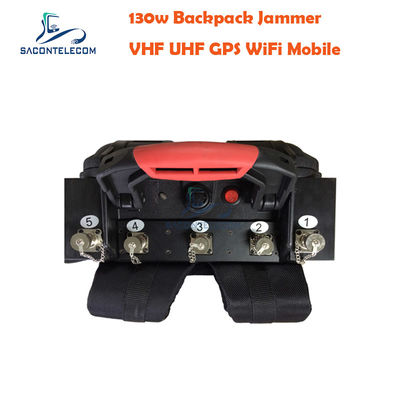 5 kanalen VHF UHF Manpack Jammer met 120m afstand en ingebouwde batterij voor draagbare signaalblokkering