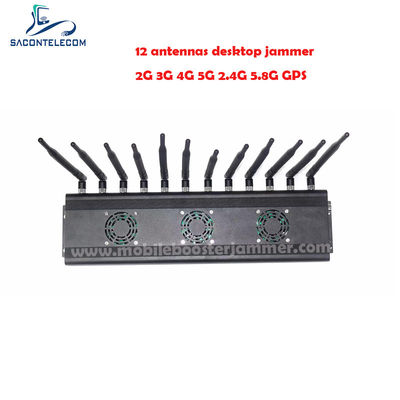 AC110V 48W Desktop Signal Jammer met 12 banden voor 2G 3G 4G 5G WiFi Bluetooth Blocking tot 50m