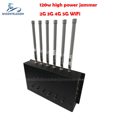 180W 6 Channels Desktop Signal Jammer met 20-150m Jammering Radius voor 2G 3G 4G 5G GSM CDMA Blocking