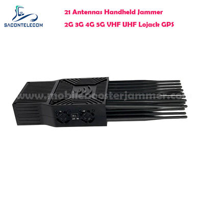 21W Uitgangsvermogen Draagbare Signaal Stoorder met 21 Antennes voor 5G Lojack UHF VHF GPS WiFi Blokkeren