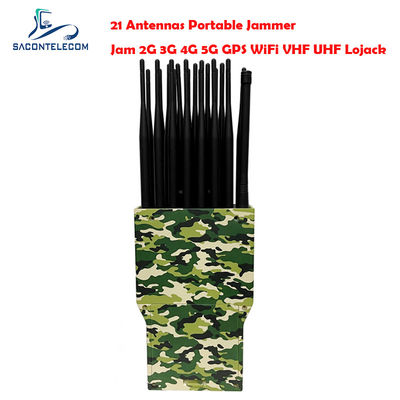 21 kanalen 5G Signal Jammer Blocker met 16000mAH batterij en 2-30m Jamming Range