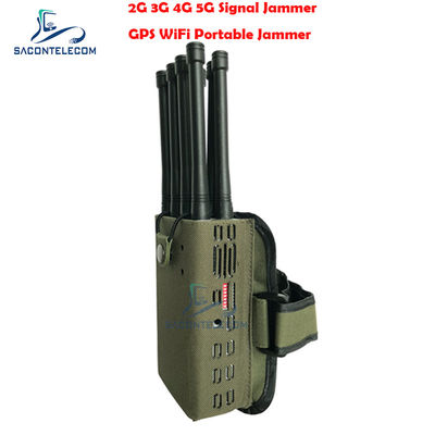 8W 8 Antennen Draagbare Signal Jammer met een straal van 30m voor GPS WiFi 2G 3G 4G 5G blokkering