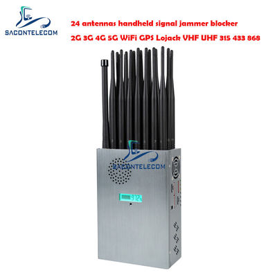 24 Antennen Draagbare Signal Jammer 24w 20m Radius Voor Alle Signalen